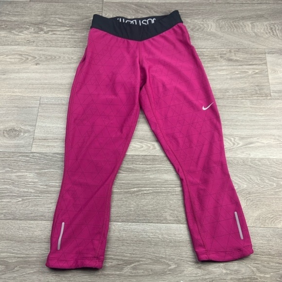 Pink Nike Logo Gym crop Workout Leggings - Picture 2 of 8